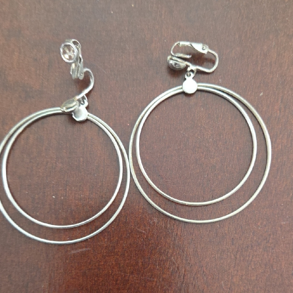 Chic Double Hoop Silver Earrings